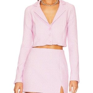 NWT Show Me Your Mumu Waldorf Jacket Size Small Jacquard Pink & White‎